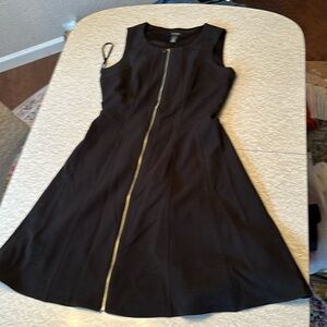 White House Black Market Black Zipper Dress. Size 8.